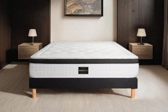 Ensemble Matelas Sommier 160x200 cm - Sommier Noir (déjà monté) - Privilège