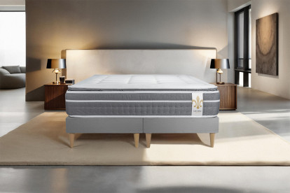 Ensemble Matelas Sommier 160x200 cm - 2 Sommiers Gris - Trente PLUS