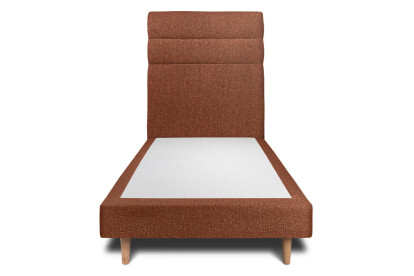 Lit 90x200 cm - Sommier tapissier H29 cm + tête de lit à lignes - Tissu Bouclette Terracotta