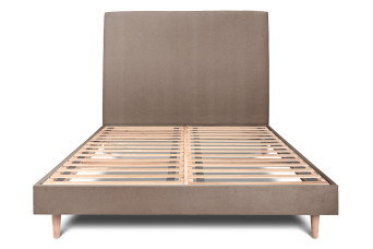 Lit 150x190 cm avec Tête de lit tapissée - Tissu Velours