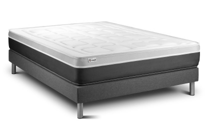 Ensemble Matelas Sommier 200x200 cm - Sommier Gris (en kit) - Vital Soft