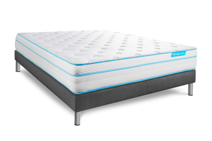 Ensemble Matelas Sommier 160x200 cm - Sommier Gris (déjà monté) - Bodyzone+