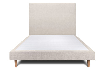 Lit 150x190 cm avec Tête de lit tapissée - Tissu Toile natté