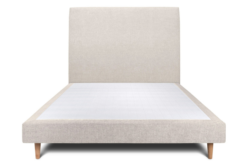 Lit 150x190 cm avec Tête de lit tapissée - Tissu Toile natté