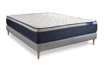 Ensemble Matelas Sommier 140x200 cm - Sommier Gris (en kit) - Actiflex Max