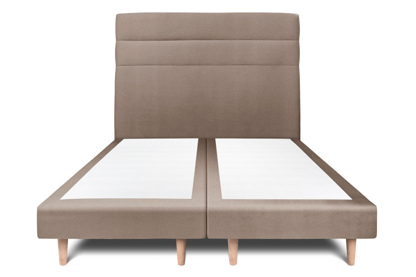 Lit 2x100x200 cm avec Tête de lit à lignes - Tissu Velours