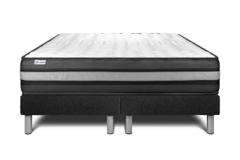 Ensemble Matelas Sommier 200x200 cm - 2 Sommiers Noir - Vital Power Zen