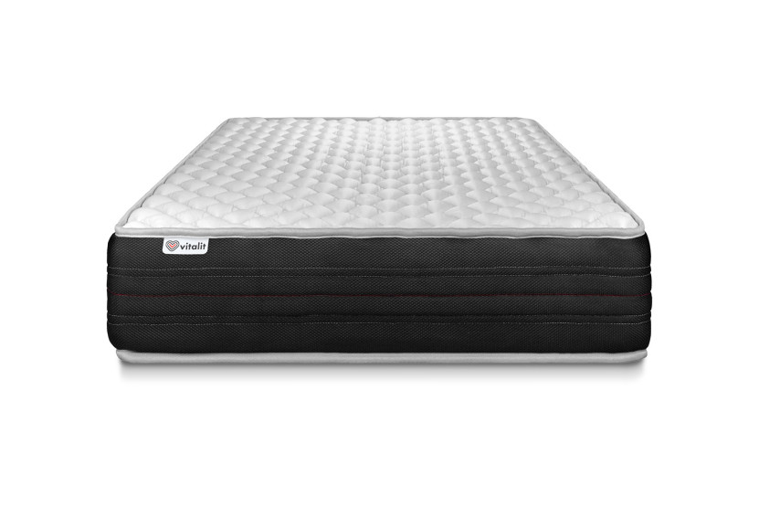 Ensemble Matelas Sommier 90x200 cm - Sommier Noir (en kit) - Vitalmemo One