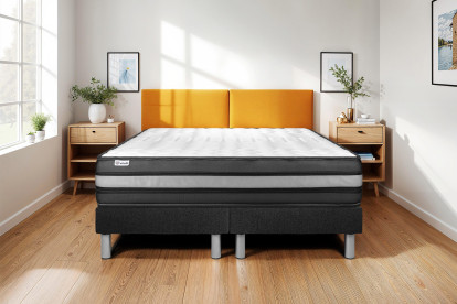Ensemble Matelas Sommier 180x200 cm - 2 Sommiers Noir - Vital Power Zen