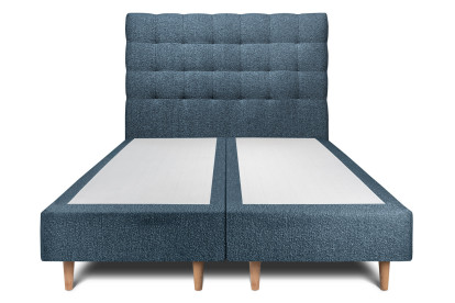 Lit 2x 100x200 cm - Sommier tapissier H35 cm + tête de lit capitonnée - Tissu Bouclette Bleu