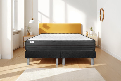 Ensemble Matelas Sommier 160x200 cm - 2 Sommiers Noir - Vitalpower