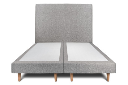 Lit 2x 80x200 cm - Sommier tapissier H29 cm + tête de lit tapissée - Tissu Bouclette Gris
