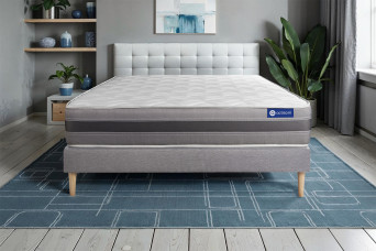 Ensemble Matelas Sommier 200x200 cm - Sommier Gris (en kit) - Actiflex Relax