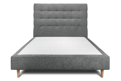 Lit 160x200 cm - Sommier tapissier H35 cm + tête de lit capitonnée - Tissu Toile natté Gris Anthracite