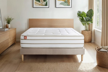 Ensemble Matelas Sommier 160x200 cm - Sommier Beige (en kit) - Le Douillet