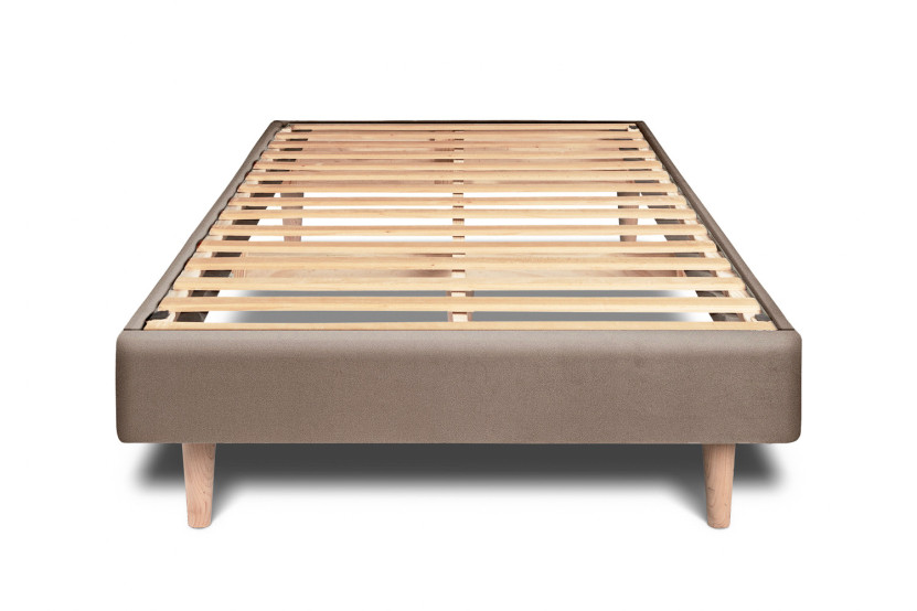 Lit 90x200 cm avec Tête de lit tapissée - Tissu Velours
