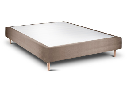 Lit 160x200 cm - Sommier tapissier H35 cm + tête de lit tapissée - Tissu Velours Taupe