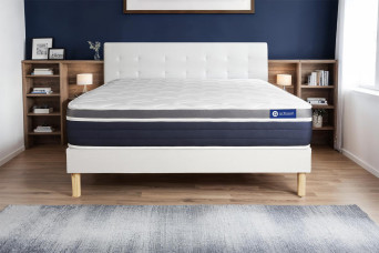 Ensemble Matelas Sommier 120x190 cm - Sommier Blanc (en kit) - Actiflex Confort
