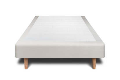 Lit 90x190 cm - Sommier tapissier H29 cm + tête de lit tapissée - Tissu Velours Gris Clair
