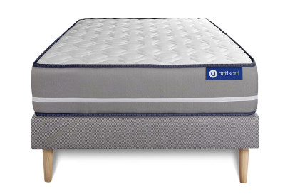 Ensemble Matelas Sommier 90x190 cm - Sommier Gris (en kit) - Actiflex Pur