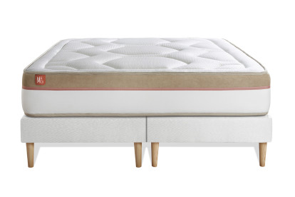 Pack lit complet 160x200 cm - Matelas + 2 Sommiers Blancs + 2 oreillers + Couette - Le Cosy