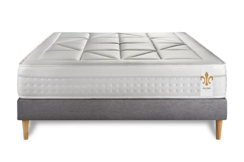 Ensemble Matelas Sommier 140x190 cm - Sommier Gris (en kit) - Vingt-Huit