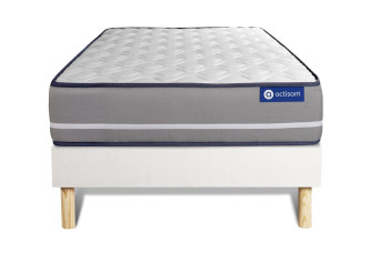 Ensemble Matelas Sommier 90x190 cm - Sommier Blanc (en kit) - Actilatex Pur