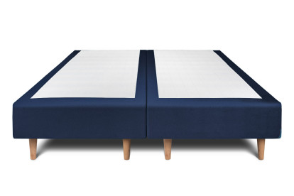 Lit 2x 90x200 cm - Sommier tapissier H35 cm + tête de lit capitonnée - Tissu Velours Bleu Océan