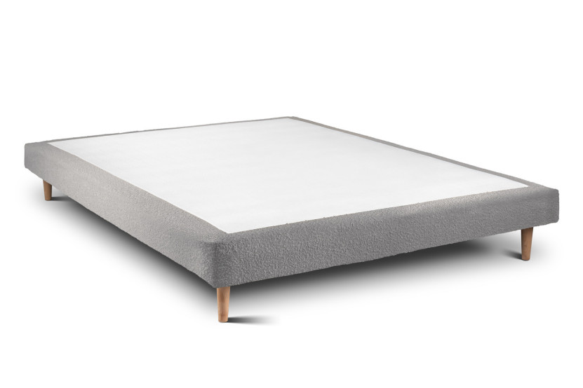 Lit 140x190 cm avec Tête de lit capitonnée - Tissu Bouclette