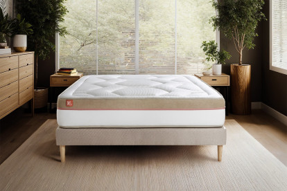 Pack lit complet 180x200 cm - Matelas + Sommier Beige (en kit) + 2 oreillers + Couette - Le Cosy