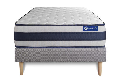 Ensemble Matelas Sommier 90x190 cm - Sommier Gris (en kit) - Actiflex Ergo