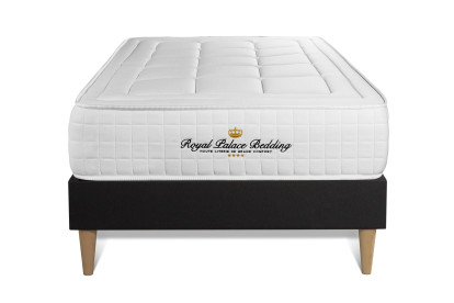 Ensemble Matelas Sommier 90x190 cm - Sommier Noir (déjà monté) - Balmoral