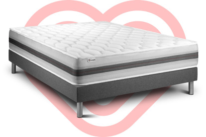 Ensemble Matelas Sommier 160x200 cm - Sommier Gris (déjà monté) - Vitalspring Recover