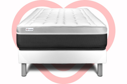Ensemble Matelas Sommier 90x200 cm - Sommier Blanc (en kit) - Vital Soft