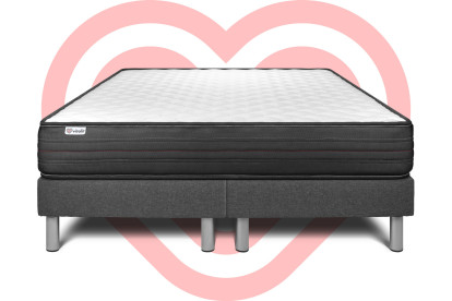 Ensemble Matelas Sommier 180x200 cm - 2 Sommiers Gris - Vitalpower