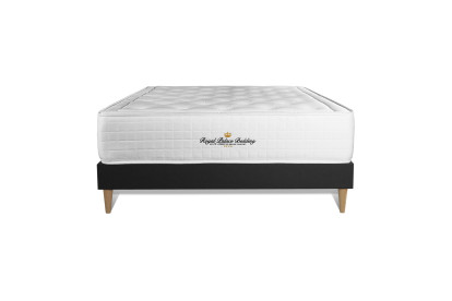 Ensemble Matelas Sommier 140x190 cm - Sommier Noir (déjà monté) - Buckingham