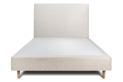 Lit 140x200 cm - Sommier tapissier H35 cm + tête de lit tapissée - Tissu Bouclette Beige Clair
