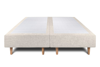Lit 2x 100x200 cm - Sommier tapissier H35 cm + tête de lit tapissée - Tissu Toile natté Beige Clair