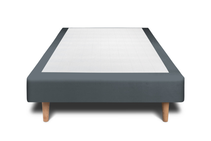 Sommier Tapissier 100x200 cm (déjà monté) - Velours - Gris Anthracite
