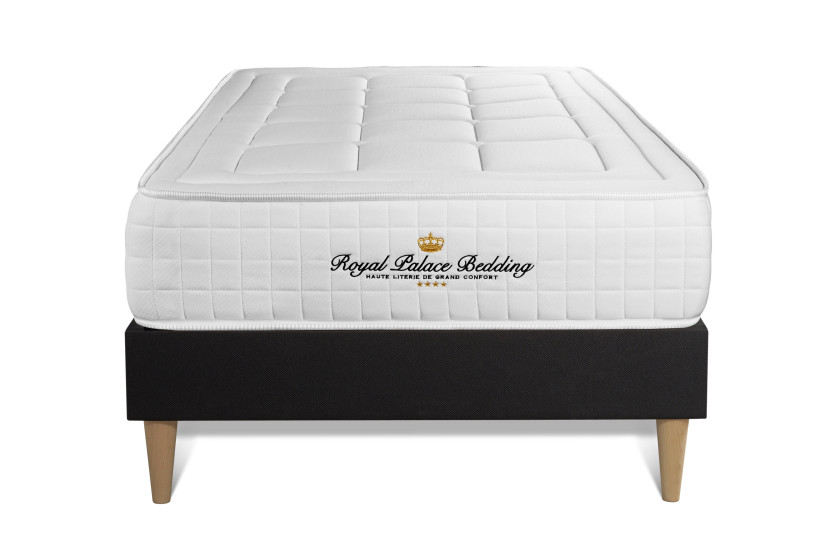 Ensemble Matelas Sommier 90x200 cm - Sommier Noir (en kit) - Balmoral