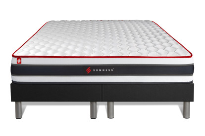 Ensemble Matelas Sommier 180x200 cm - 2 Sommiers Noir - Energy
