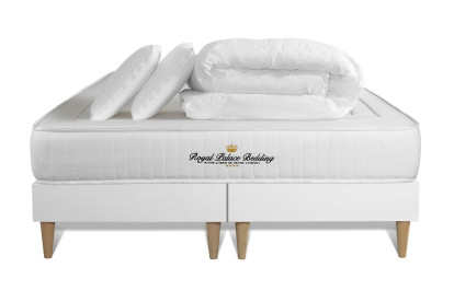 Pack lit complet 180x200 cm - Matelas + 2 Sommiers Blancs + 2 oreillers + Couette - Lancaster