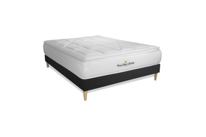 Pack lit complet 200x200 cm - Matelas + 2 Sommiers noirs + 2 oreillers + Couette - George V