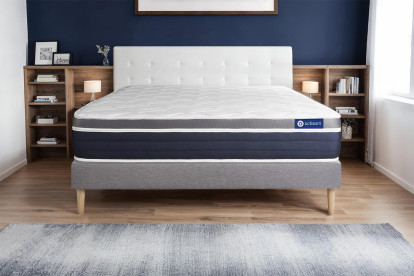 Ensemble Matelas Sommier 200x200 cm - Sommier Gris (en kit) - Actiflex Confort