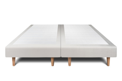 Lit 2x 80x200 cm - Sommier tapissier H29 cm + tête de lit tapissée - Tissu Velours Gris Clair