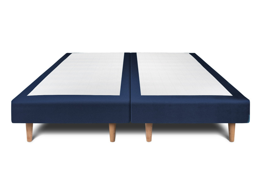 Lit 2x80x200 cm avec Tête de lit à lignes - Tissu Velours