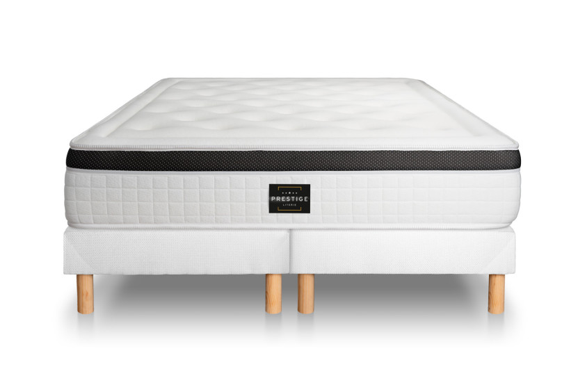 Ensemble Matelas Sommier 160x200 cm - 2 Sommiers Blancs - Privilège