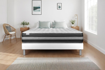 Ensemble Matelas Sommier 180x200 cm - Sommier Blanc (en kit) - Vitalspring Zen