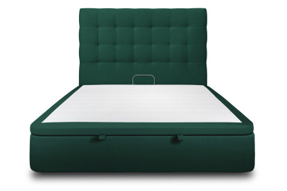 Lit coffre 200x200 cm avec Tête de lit capitonnée - Tissu Velours Vert
