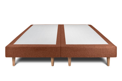Lit 2x 80x200 cm - Sommier tapissier H29 cm + tête de lit à lignes - Tissu Bouclette Terracotta